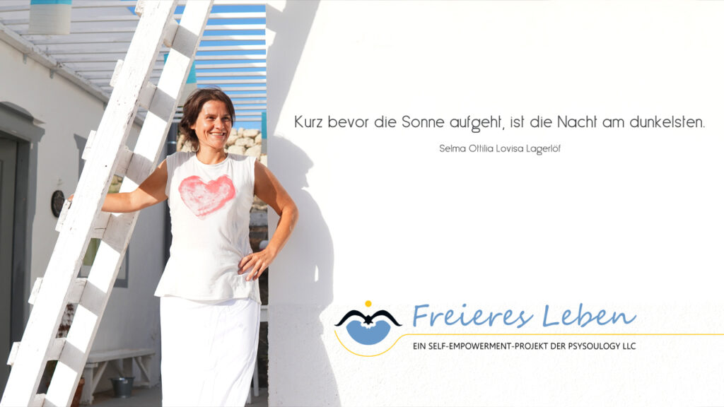 screenshot of the website "freieres leben" with a photograph of Kristina Peters