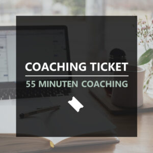 graphic saying 'coaching ticket-55 minutes coaching-single coaching session' with a photograph of a desk in the background